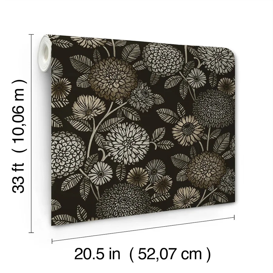 Brewster Home Fashions Zalipie Black Floral Trail Wallpaper - SKU 3125-72327