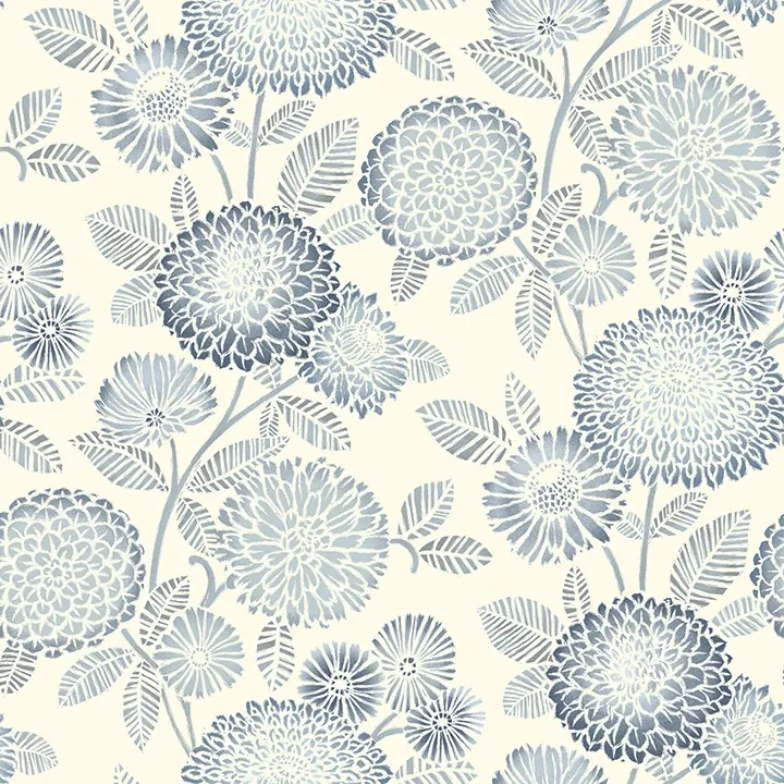3125-72328 | Zalipie Blue Floral Trail Wallpaper
