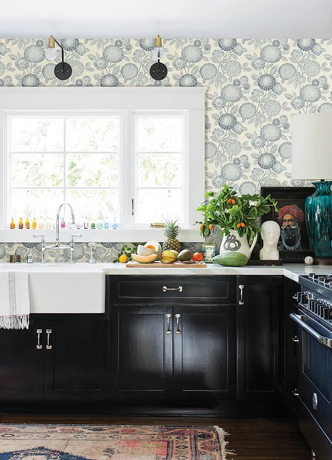 Brewster Home Fashions Zalipie Blue Floral Trail Wallpaper - SKU 3125-72328