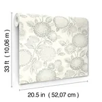 Brewster Home Fashions Zalipie Grey Floral Trail Wallpaper - SKU 3125-72331