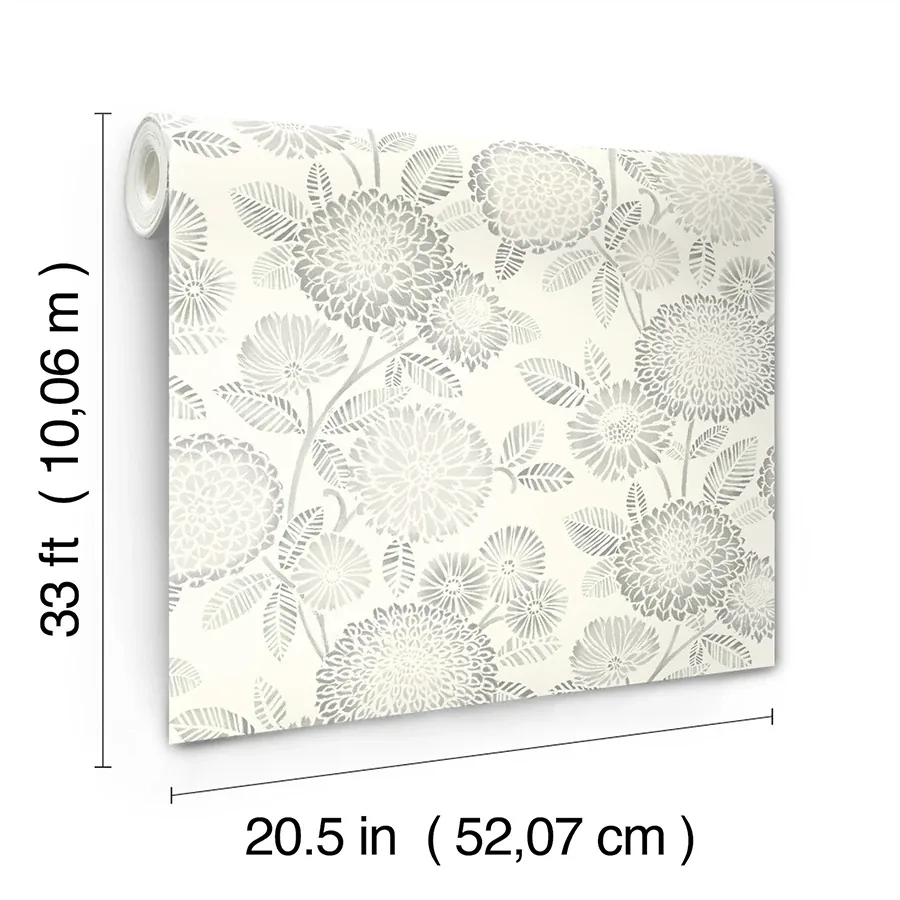 Brewster Home Fashions Zalipie Grey Floral Trail Wallpaper - SKU 3125-72331