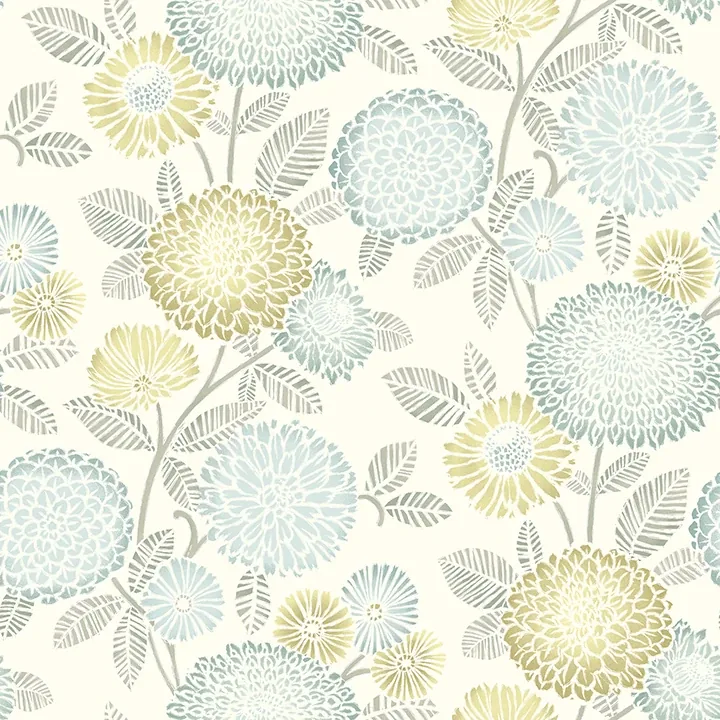 Brewster Home Fashions Zalipie Lime Floral Trail Wallpaper - SKU 3125-72330