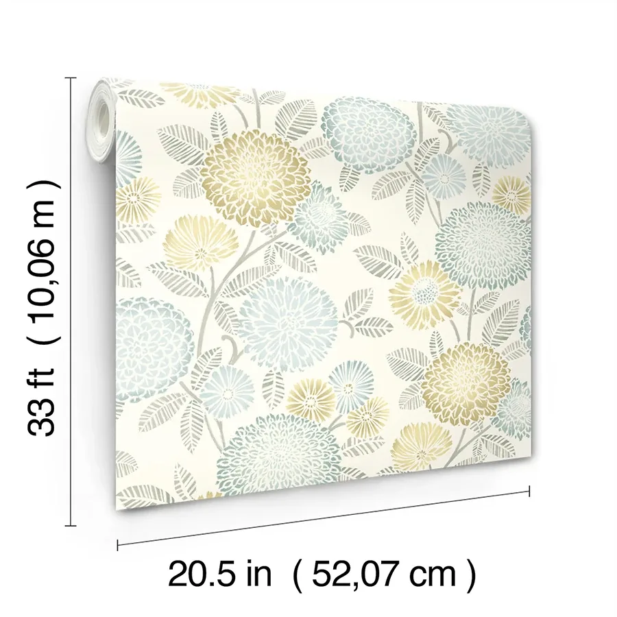 Brewster Home Fashions Zalipie Lime Floral Trail Wallpaper - SKU 3125-72330