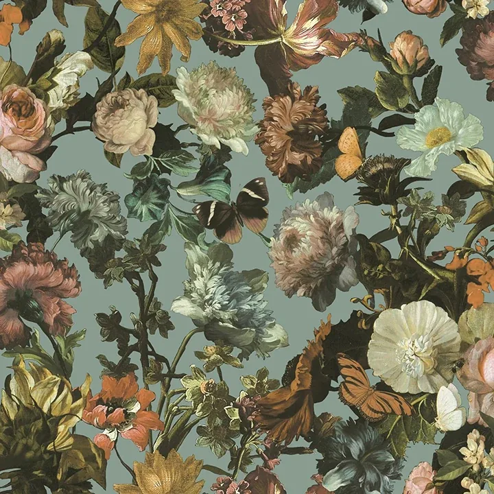 DD139292 | Zarinda Light Blue Flowers Wallpaper