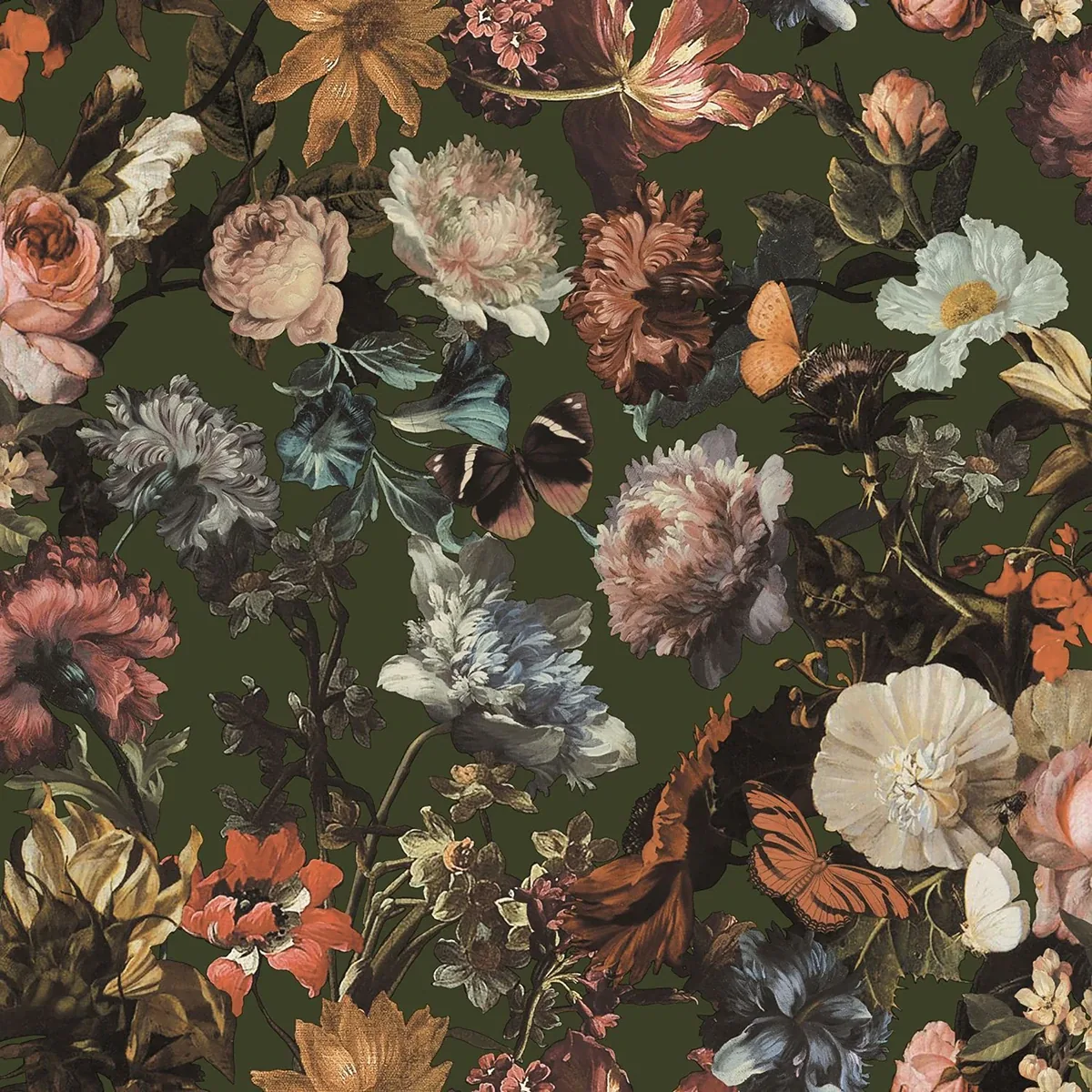 DD139170 | Zarinda Olive Flowers Wallpaper