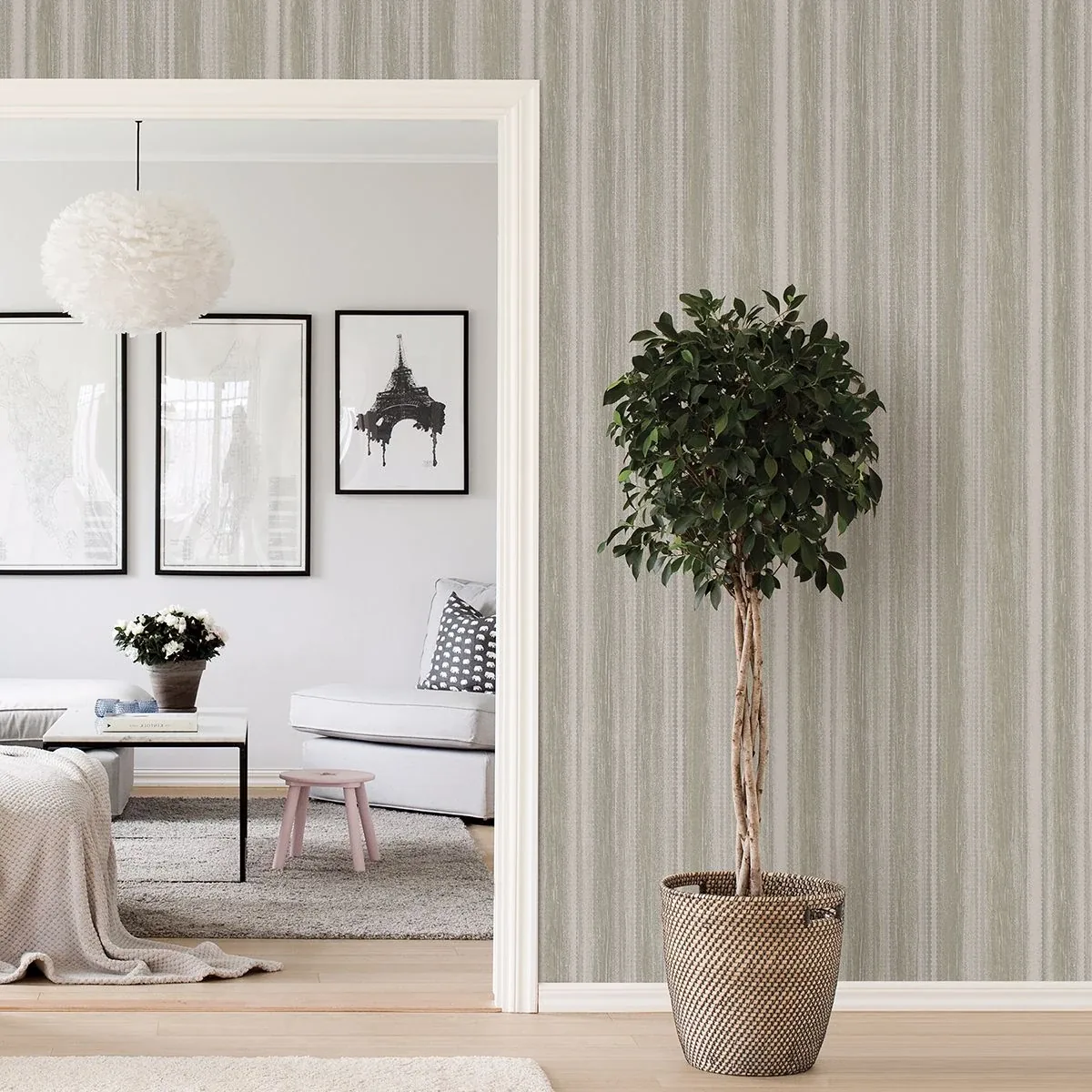 Brewster Home Fashions Zazie Neutral Stripe Texture Wallpaper - SKU 2909-SH-13053