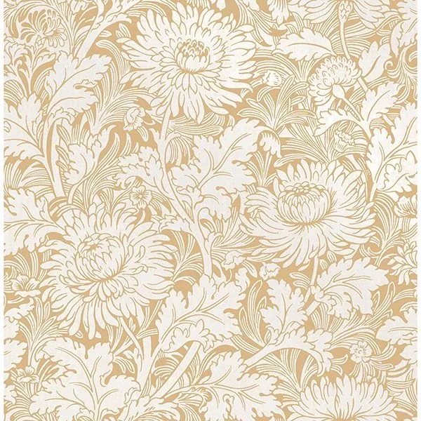 Brewster Home Fashions Zinnia Mustard Floral Wallpaper - SKU 2900-42528
