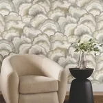 York Designer Series Abalone Fans Smokey Peel & Stick Wallpaper - SKU PSW1615RL