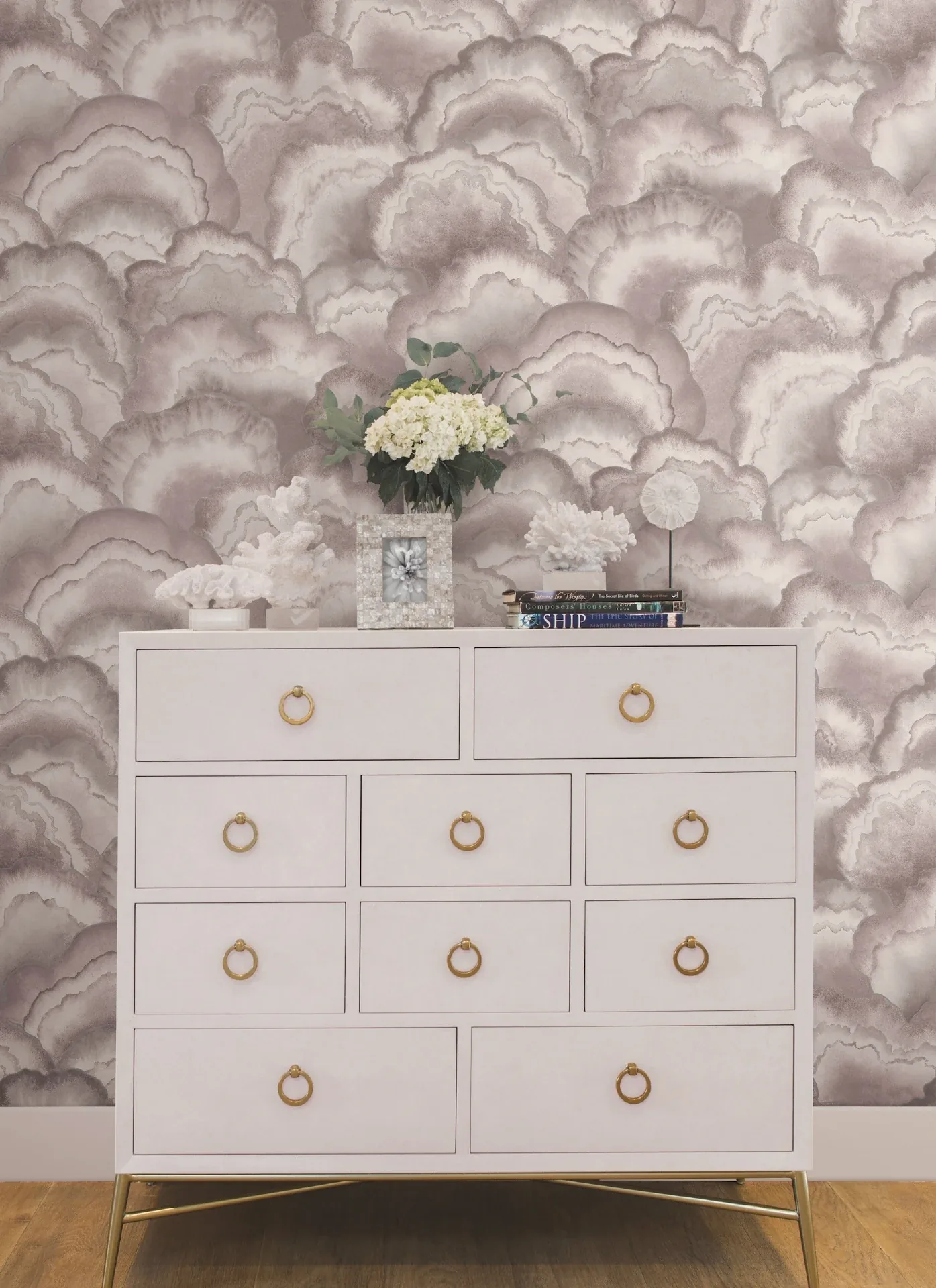 York Designer Series Abalone Lavender Fans Wallpaper | Wallpaper Twins York Designer Series Abalone Lavender Fans Wallpaper - SKU NT6185