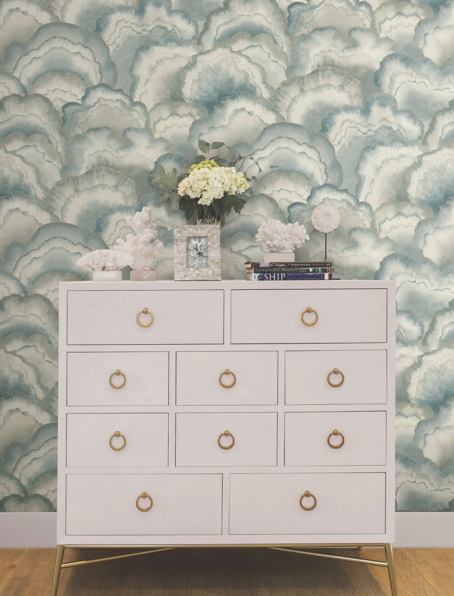 York Designer Series Abalone Mist Fans Wallpaper - SKU NT6184