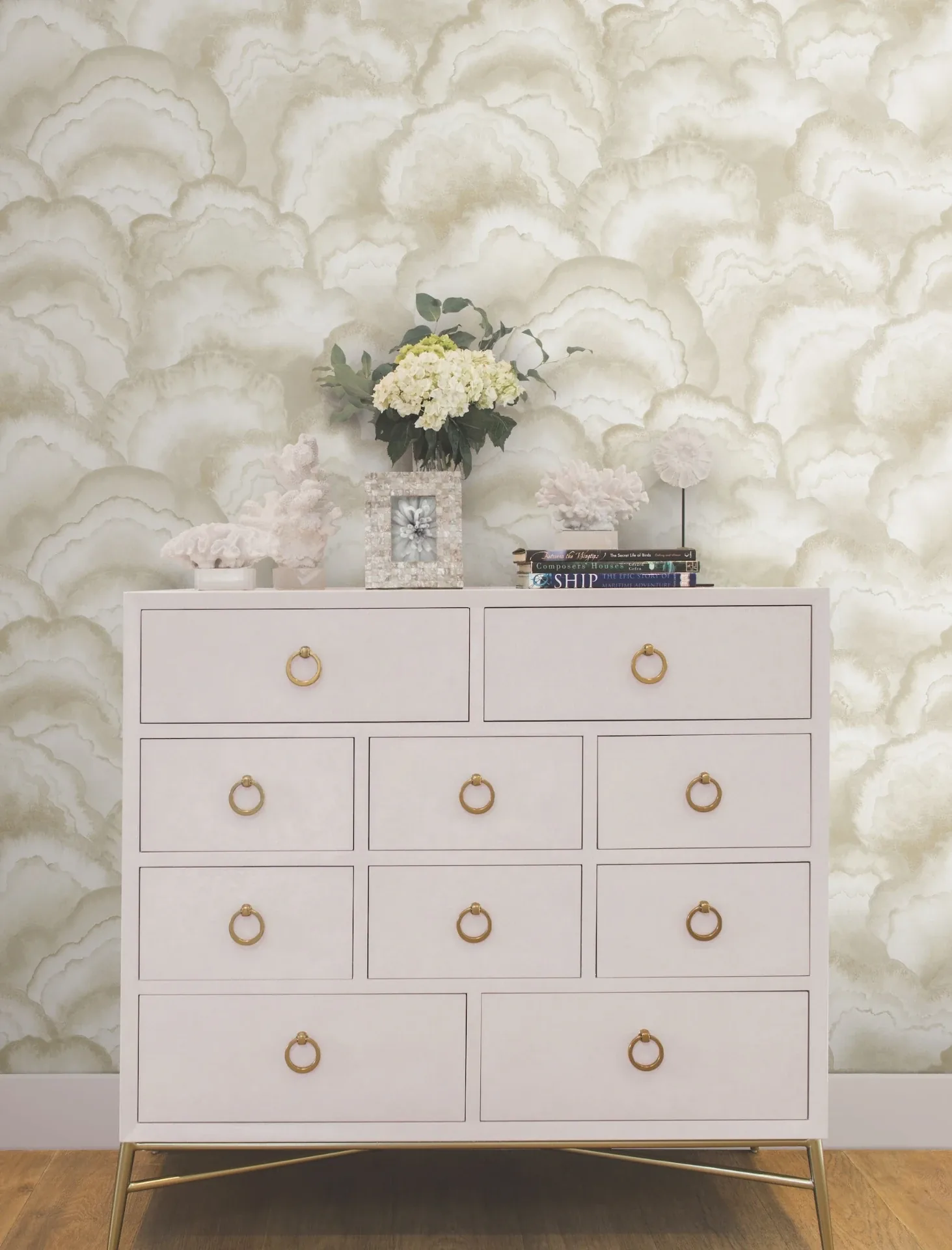 York Designer Series Abalone Sand Fans Wallpaper | Wallpaper Twins York Designer Series Abalone Sand Fans Wallpaper - SKU NT6182