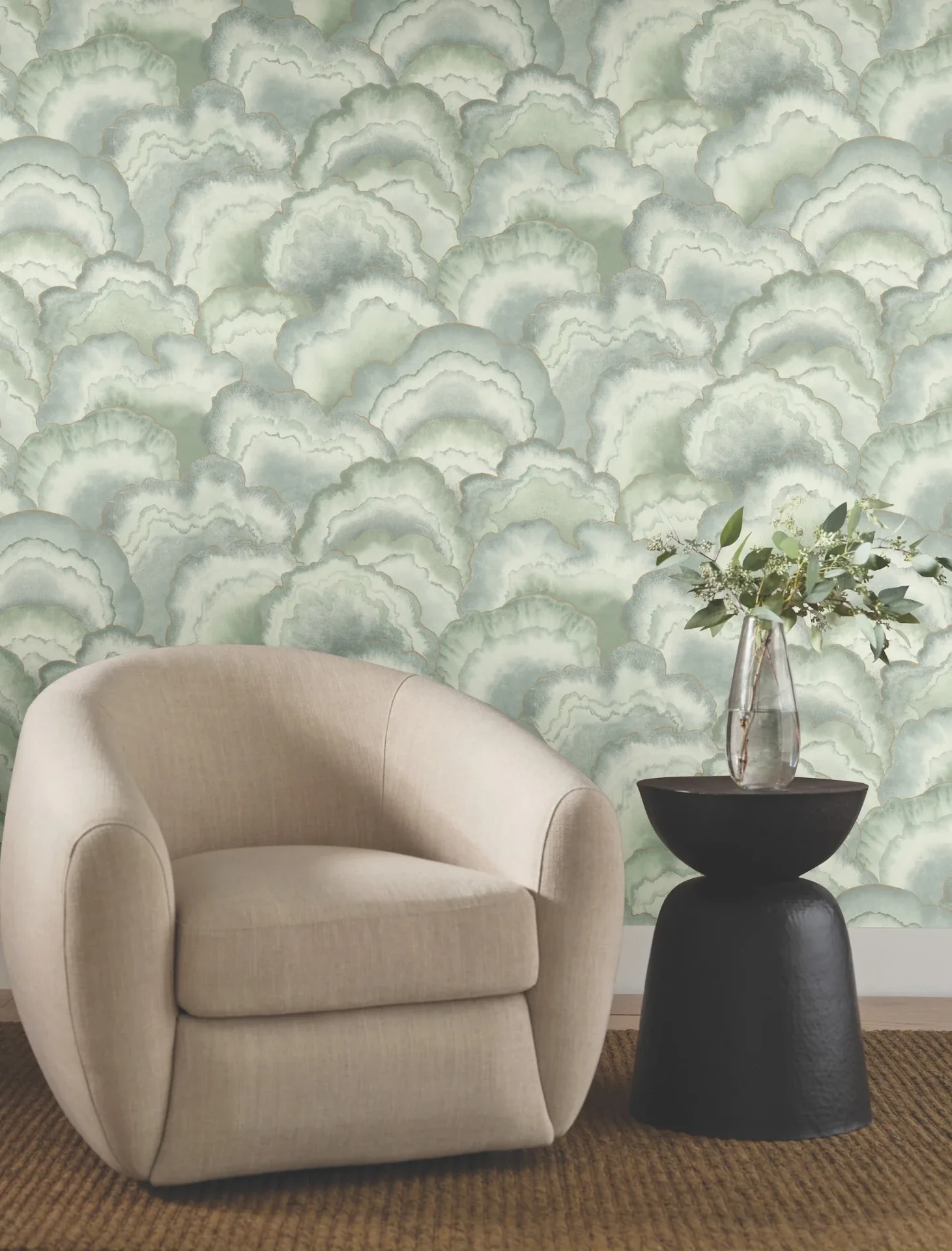 York Designer Series Abalone Seaglass Fans Wallpaper | Wallpaper Twins York Designer Series Abalone Seaglass Fans Wallpaper - SKU NT6181
