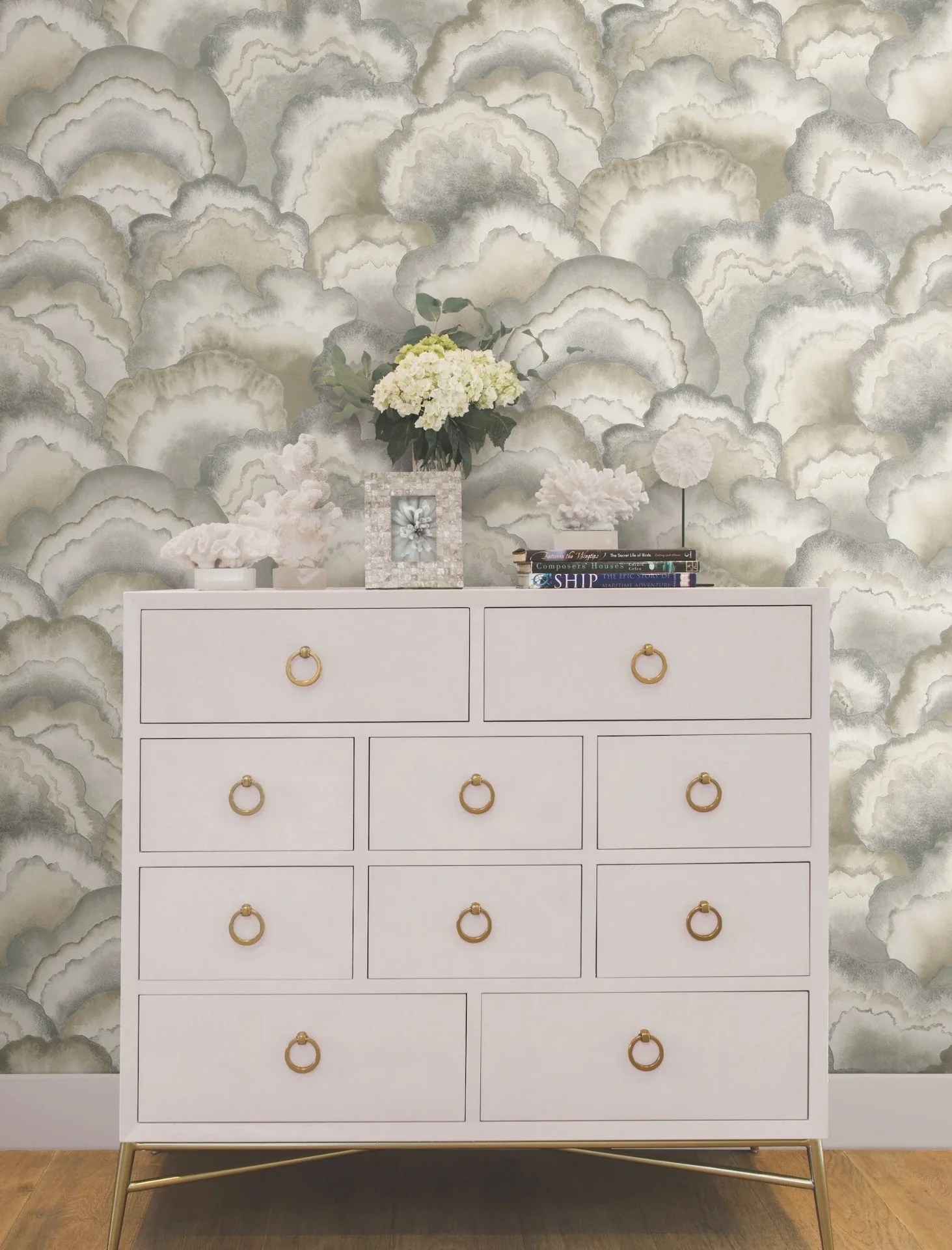 York Designer Series Abalone Smokey Fans Wallpaper | Wallpaper Twins York Designer Series Abalone Smokey Fans Wallpaper - SKU NT6183