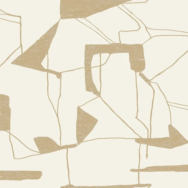 York Designer Series Abstract Geo Cream & Gold Wallpaper - SKU MD7113