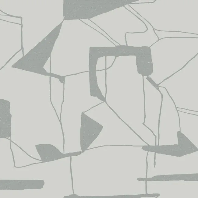 York Designer Series Abstract Geo Fog & Silver Wallpaper - SKU MD7111