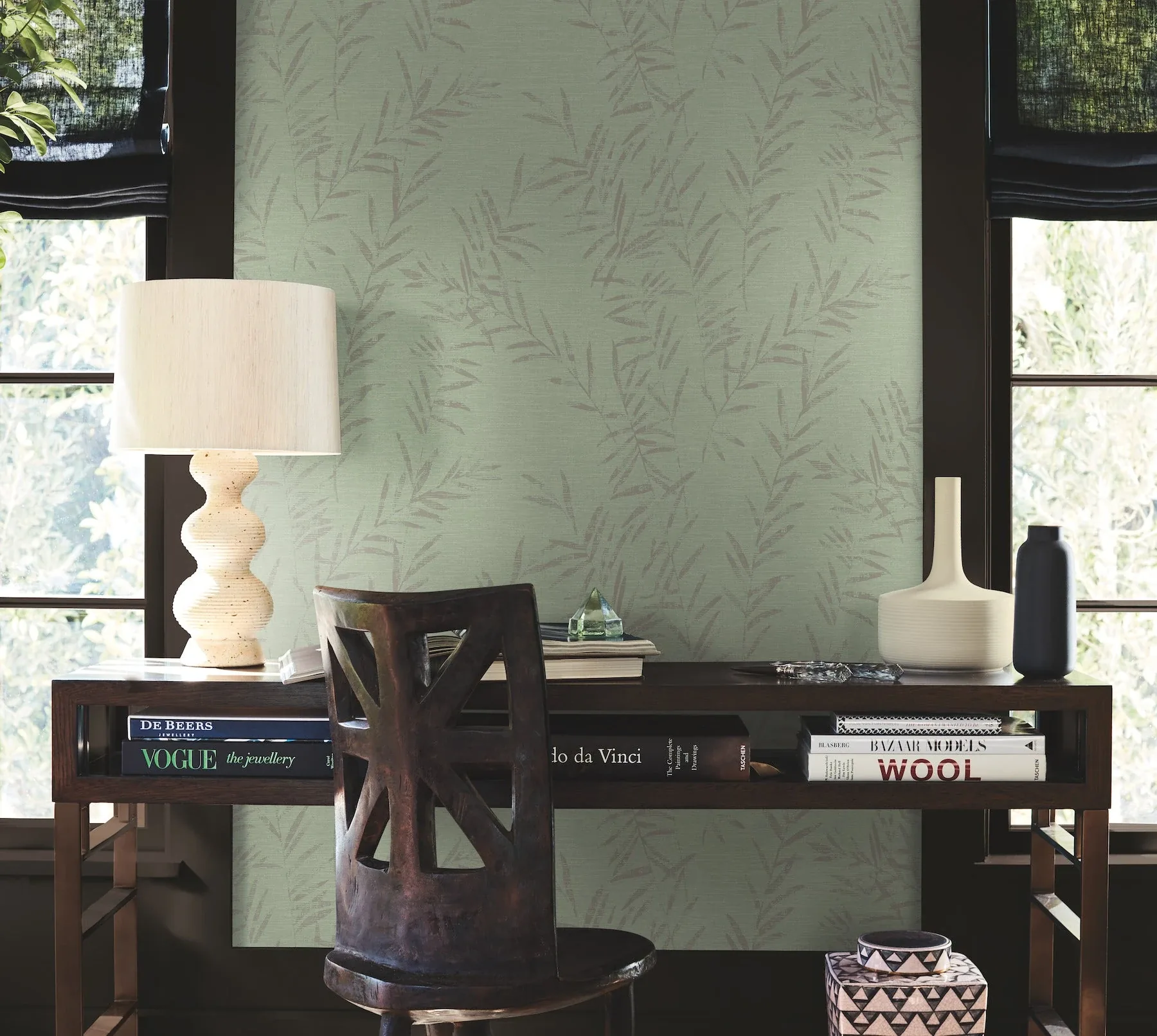 York Designer Series Allerton Bamboo Sage Wallpaper - SKU AB3064