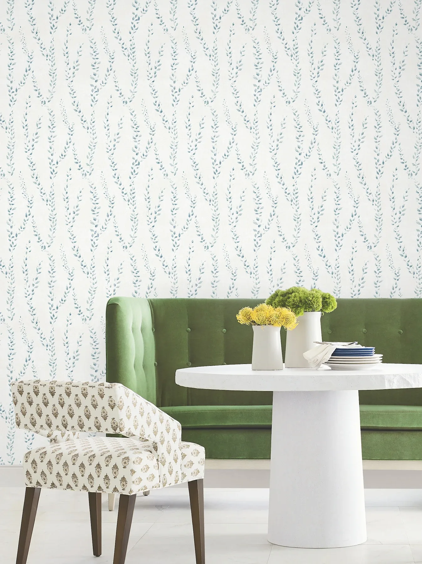 York Designer Series Alpenrose Sapphire Vine Wallpaper | Wallpaper Twins York Designer Series Alpenrose Sapphire Vine Wallpaper - SKU LL3256