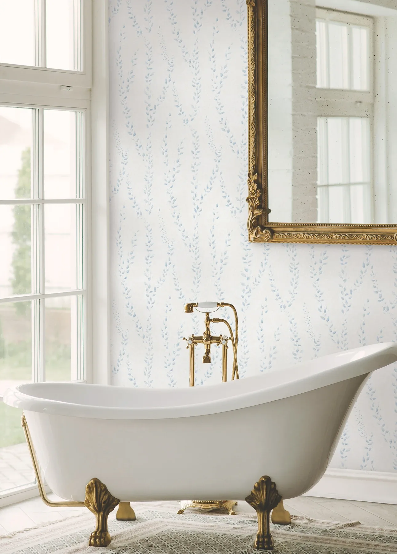York Designer Series Alpenrose Sky Blue Vine Wallpaper | Wallpaper Twins York Designer Series Alpenrose Sky Blue Vine Wallpaper - SKU LL3253
