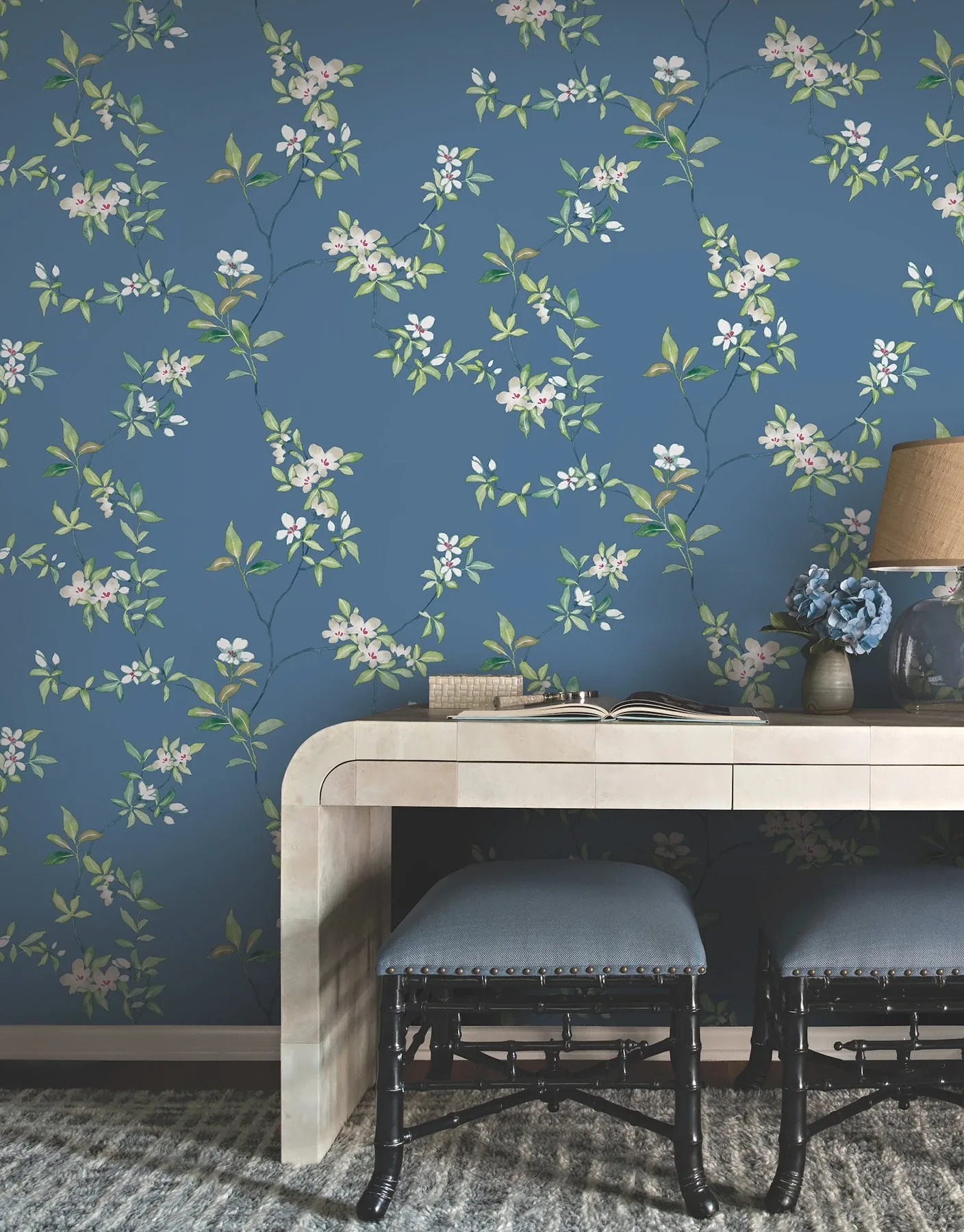 York Designer Series April Blossom Cobalt Wallpaper | Wallpaper Twins York Designer Series April Blossom Cobalt Wallpaper - SKU ZA8072