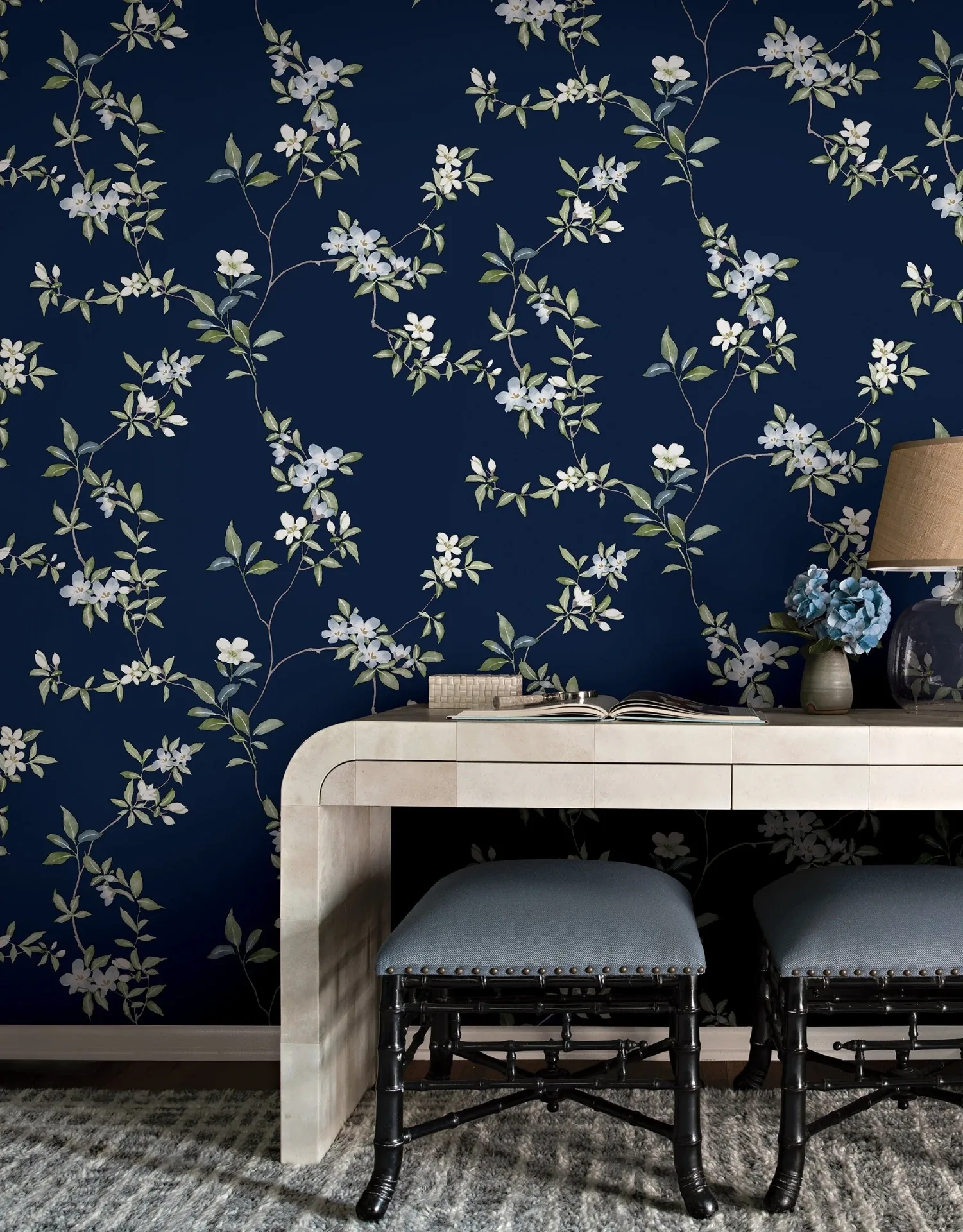 York Designer Series April Blossom Navy Wallpaper - SKU ZA8071