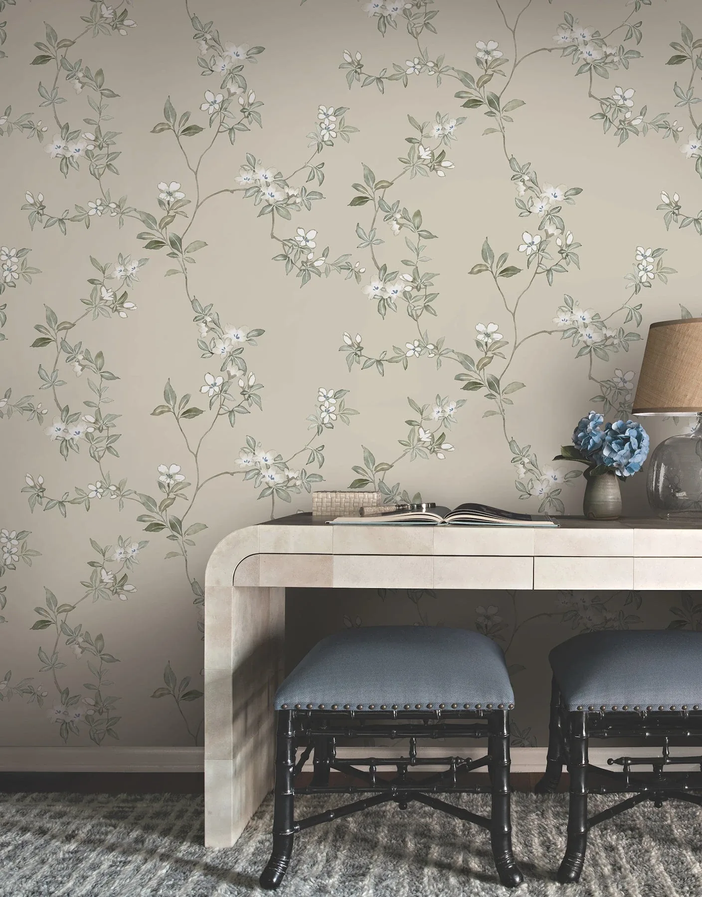 York Designer Series April Blossom Taupe Wallpaper | Wallpaper Twins York Designer Series April Blossom Taupe Wallpaper - SKU ZA8075