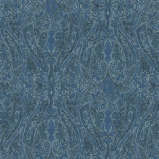 York Designer Series Ascot Damask Blue Wallpaper - SKU HO2132