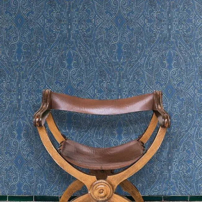 York Designer Series Ascot Damask Blue Wallpaper | Wallpaper Twins York Designer Series Ascot Damask Blue Wallpaper - SKU HO2132