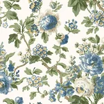 York Designer Series Beatrix Blue Vintage Floral Wallpaper | Wallpaper Twins York Designer Series Beatrix Blue Vintage Floral Wallpaper - SKU VP1352