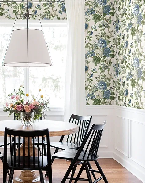 York Designer Series Beatrix Blue Vintage Floral Wallpaper | Wallpaper Twins York Designer Series Beatrix Blue Vintage Floral Wallpaper - SKU VP1352