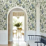 York Designer Series Beatrix Blue Vintage Floral Wallpaper | Wallpaper Twins York Designer Series Beatrix Blue Vintage Floral Wallpaper - SKU VP1352