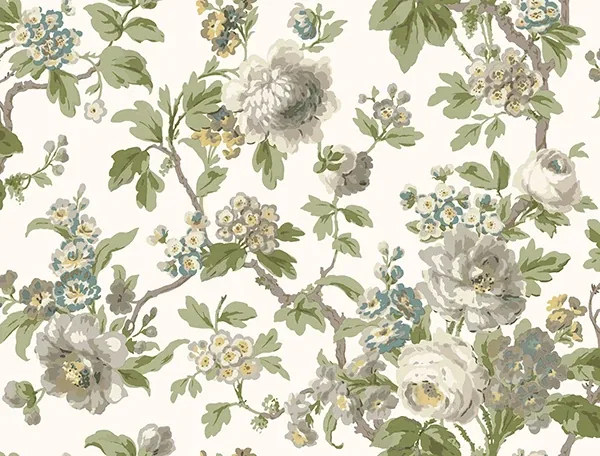 VP1353 | Beatrix Neutral Vintage Floral Wallpaper