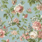 York Designer Series Beatrix Sky Blue Vintage Floral Wallpaper | Wallpaper Twins York Designer Series Beatrix Sky Blue Vintage Floral Wallpaper - SKU VP1354