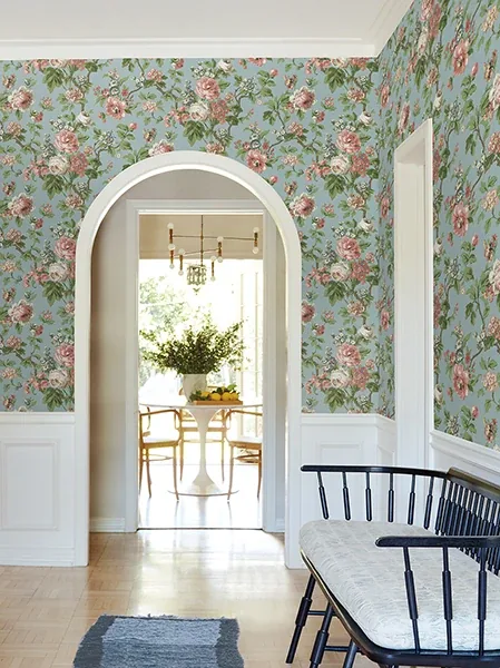 York Designer Series Beatrix Sky Blue Vintage Floral Wallpaper | Wallpaper Twins York Designer Series Beatrix Sky Blue Vintage Floral Wallpaper - SKU VP1354