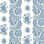 York Designer Series Beaumont Blue Floral Stripe Wallpaper - SKU VP1302