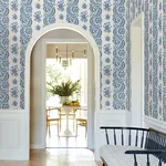 York Designer Series Beaumont Blue Floral Stripe Wallpaper - SKU VP1302
