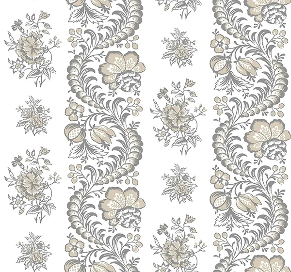 VP1303 | Beaumont Charcoal Floral Stripe Wallpaper
