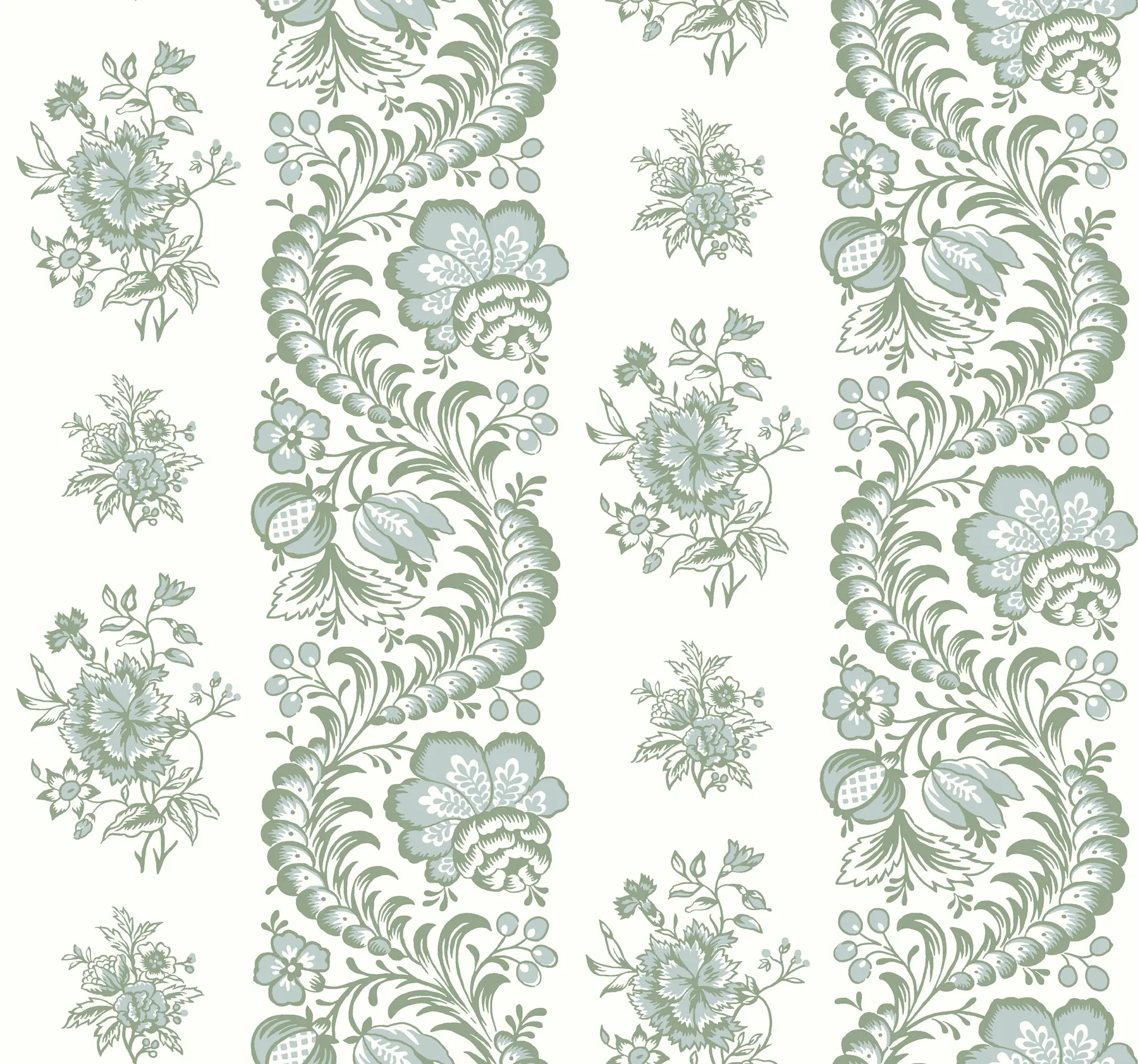 VP1301 | Beaumont Green Floral Stripe Wallpaper