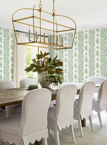 York Designer Series Beaumont Green Floral Stripe Wallpaper | Wallpaper Twins York Designer Series Beaumont Green Floral Stripe Wallpaper - SKU VP1301