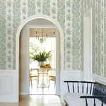 York Designer Series Beaumont Green Floral Stripe Wallpaper | Wallpaper Twins York Designer Series Beaumont Green Floral Stripe Wallpaper - SKU VP1301