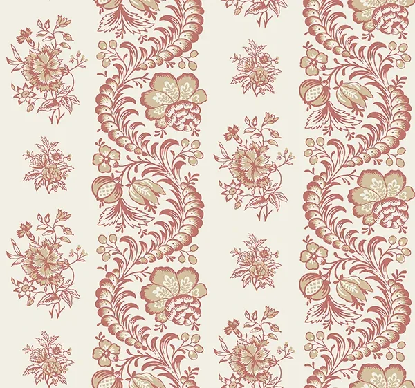 VP1304 | Beaumont Ruby Floral Stripe Wallpaper