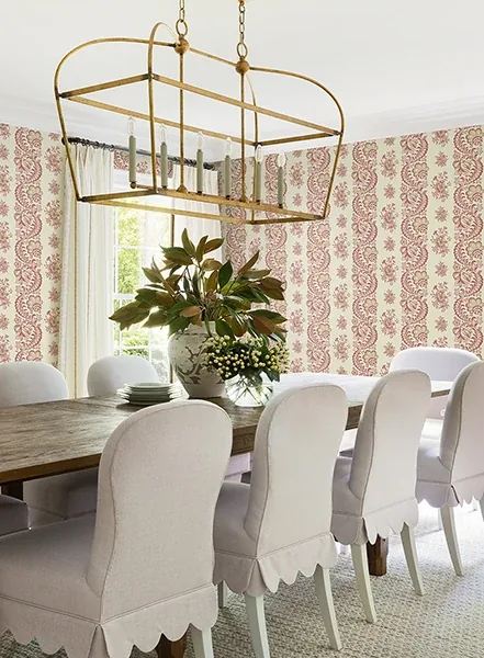 York Designer Series Beaumont Ruby Floral Stripe Wallpaper | Wallpaper Twins York Designer Series Beaumont Ruby Floral Stripe Wallpaper - SKU VP1304