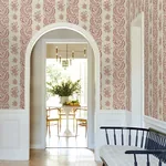 York Designer Series Beaumont Ruby Floral Stripe Wallpaper | Wallpaper Twins York Designer Series Beaumont Ruby Floral Stripe Wallpaper - SKU VP1304
