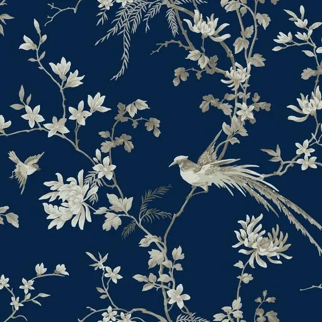 KT2171 | Bird & Blossom Chinoserie Blue Wallpaper