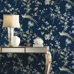 York Designer Series Bird & Blossom Chinoserie Blue Wallpaper | Wallpaper Twins York Designer Series Bird & Blossom Chinoserie Blue Wallpaper - SKU KT2171