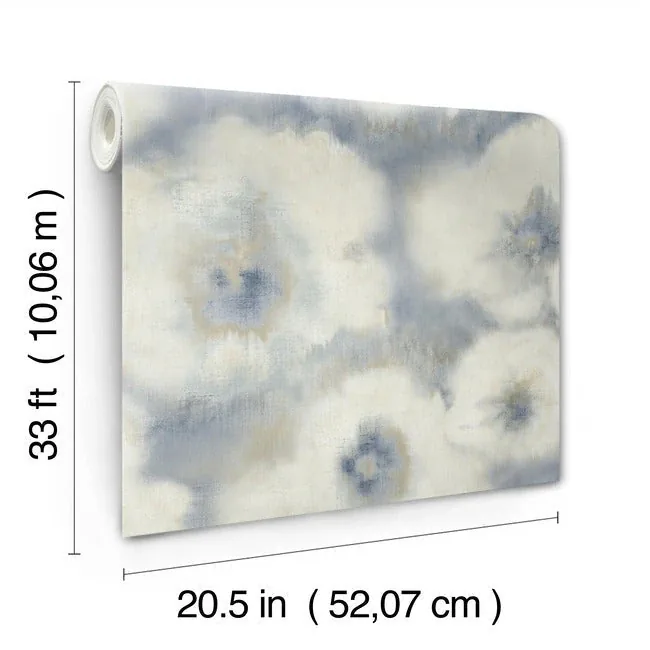 York Designer Series Blended Floral Blue Wallpaper | Wallpaper Twins York Designer Series Blended Floral Blue Wallpaper - SKU EV3964
