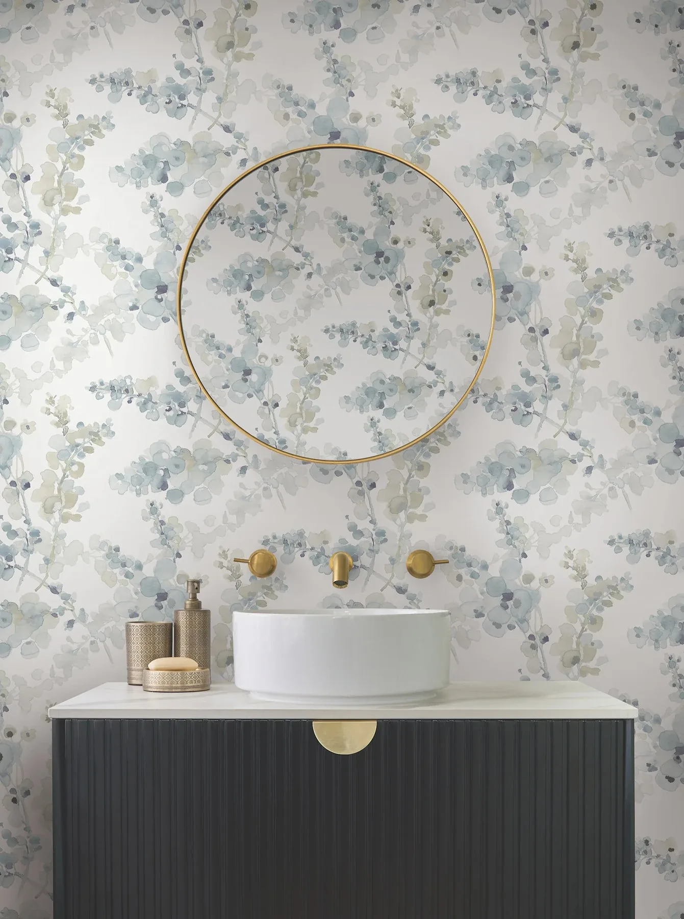 York Designer Series Blossom Fling Blue Peel & Stick Wallpaper | Wallpaper Twins York Designer Series Blossom Fling Blue Peel & Stick Wallpaper - SKU PSW1602RL