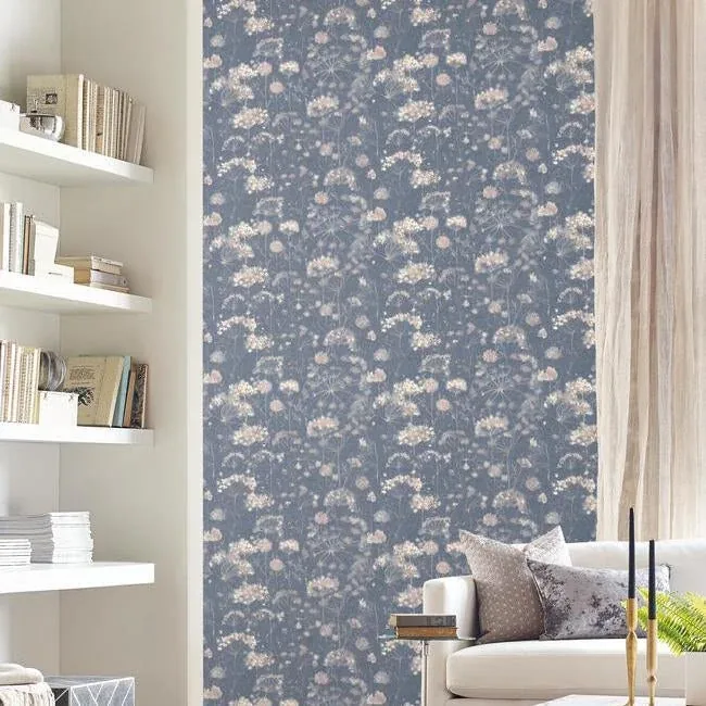 York Designer Series Botanical Fantasy Dark Blue Wallpaper - SKU NA0543