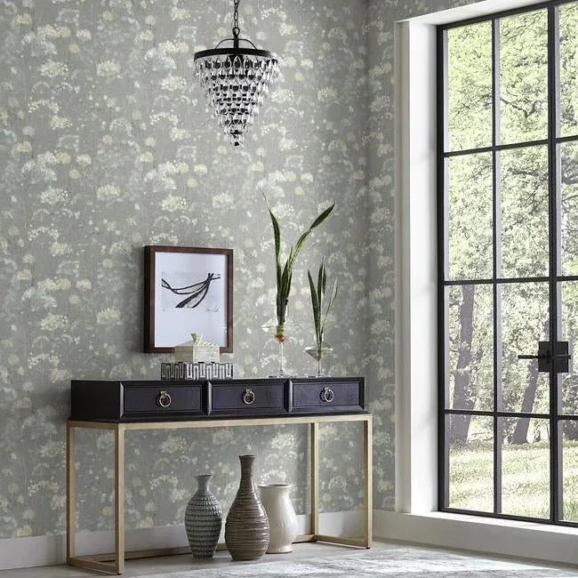 York Designer Series Botanical Fantasy Grey Wallpaper - SKU NA0541