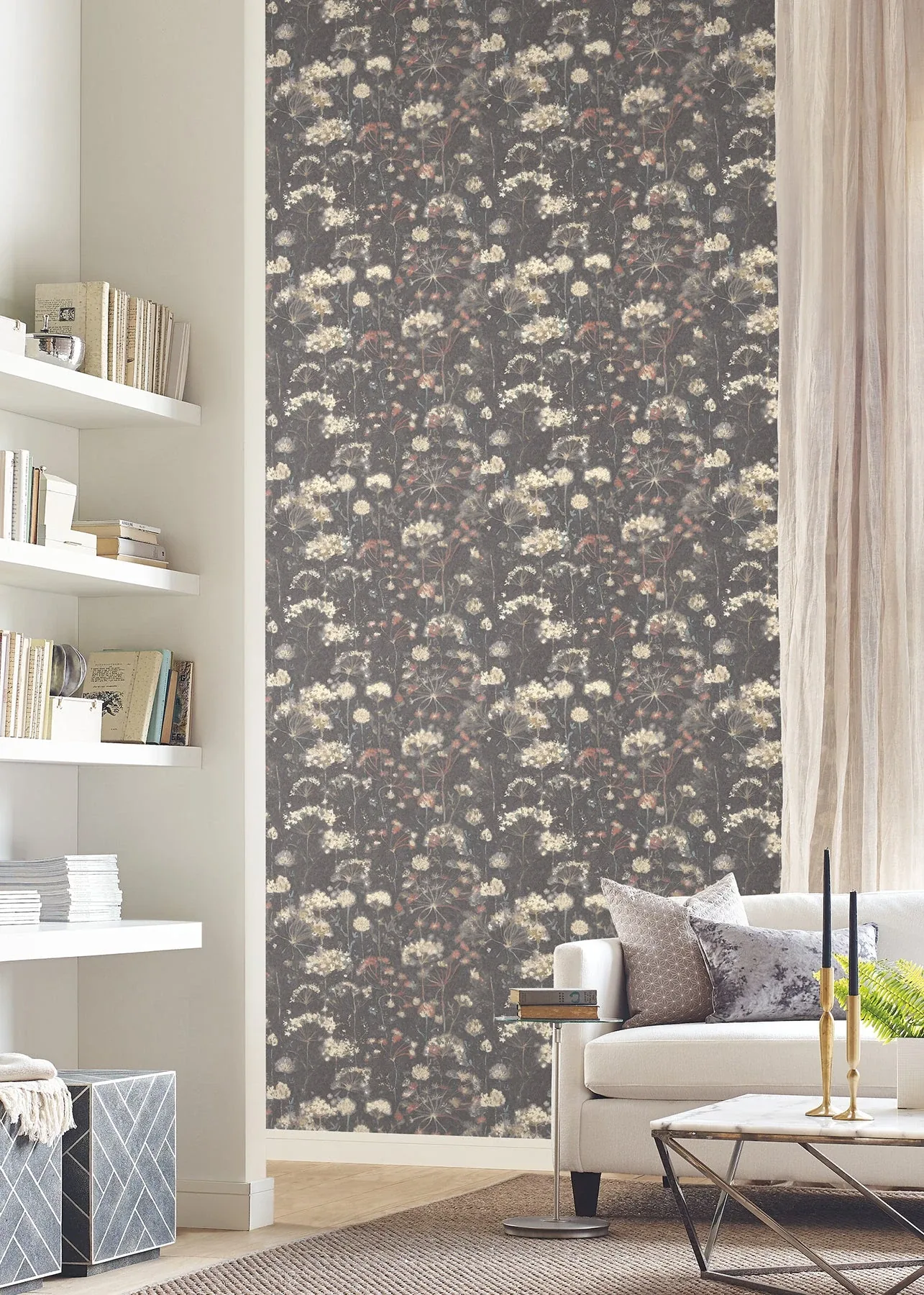 York Designer Series Botanical Fantasy Red & Blue Peel & Stick Wallpaper - SKU PSW1604RL