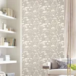 York Designer Series Botanical Fantasy Soft Taupe Peel & Stick Wallpaper - SKU PSW1605RL